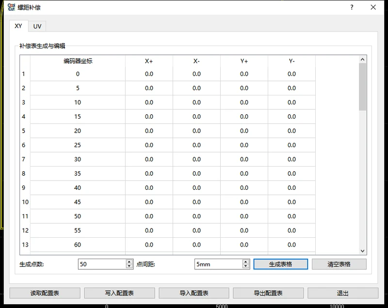 螺距补偿表